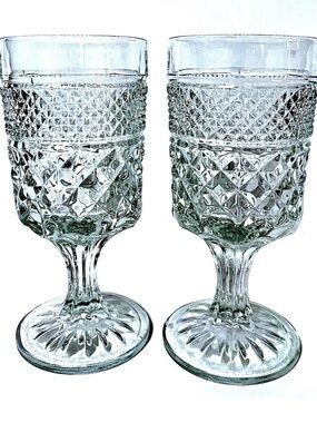 Vintage Wexford Anchor Hocking Stemmed Glass Goblets-Set of 2